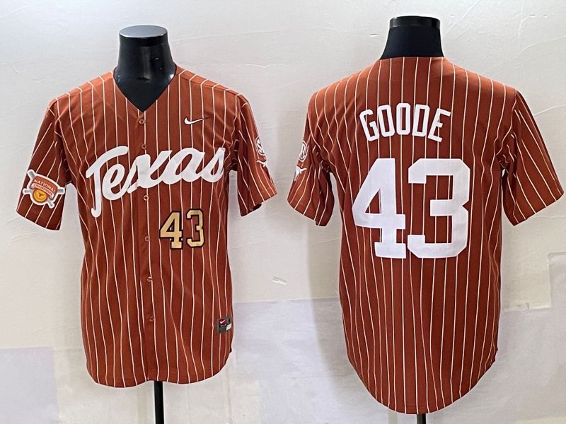 Men 2025 Texas Longhorns #43 Goode Brown stripe Joint Name Nike NCAA Jersey style 9